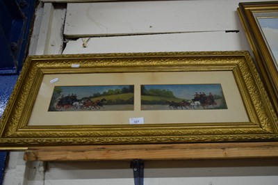 Lot 227 - FRAMED PAIR OF SMALL WATERCOLOUR COACHING...