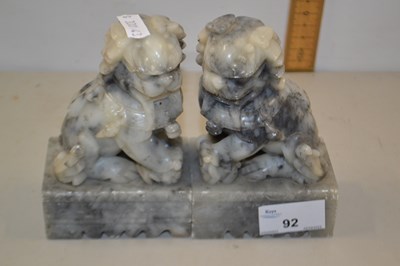 Lot 92 - Pair of soap stone carved dogs of fo