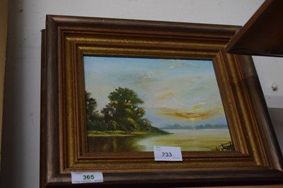 Lot 233 - OIL ON CANVAS, LAKESIDE SCENE, SIGNED ? SMITH,...