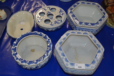 Lot 155 - Group of ceramic items including two hexagonal...