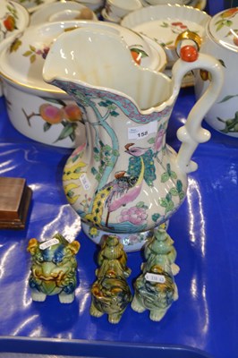 Lot 158 - Large Chinese ceramic jug with bird decoration...