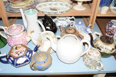 Lot 505 - VARIOUS DECORATED TEA POTS TO INCLUDE WEDGWOOD...