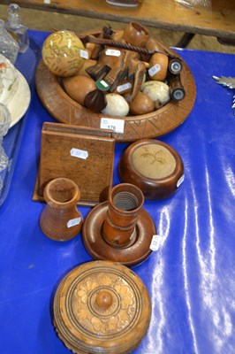 Lot 176 - Group of carved wooden wares including wooden...