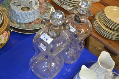 Lot 178 - Pair of waisted glass decanters with silver...