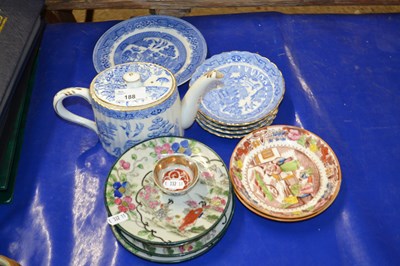 Lot 188 - Group of ceramics,blue and white teapot with...