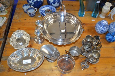 Lot 205 - Group of silver plated wares and small pair of...