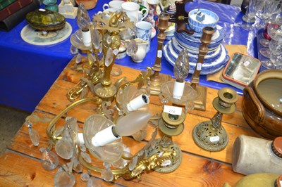 Lot 216 - Group of metal light fittings together with a...