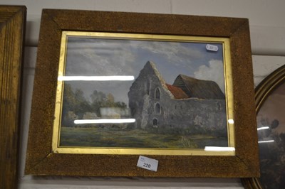 Lot 220 - Study of a ruined Church, oil on board, framed