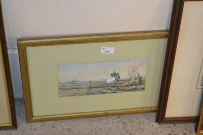 Lot 234 - View of a windmill by C F Rump, watercolour,...