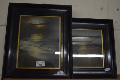 Lot 238 - Two moonlit sea views in black frames (2)