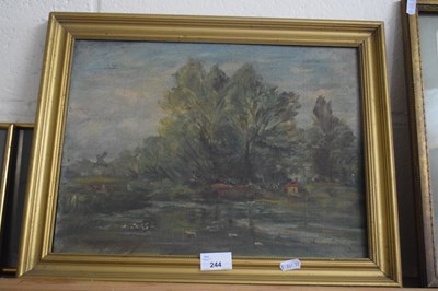 Lot 244 - Landscape, oil on canvas in gilt frame