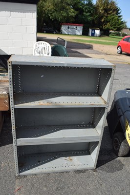 Lot 455 - Four tier grey metal workshop shelving unit