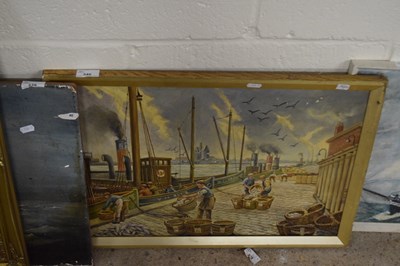 Lot 340 - Oil on board, harbour scene, signed W T Plumstead