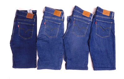 Lot 109 - Four pairs Levi's 721 jeans, three slim fit,...