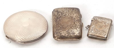 Lot 103 - Three Silver - compact, vest and card case