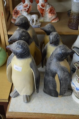 Lot 559 - SIX VARIOUS WOODEN PENGUINS