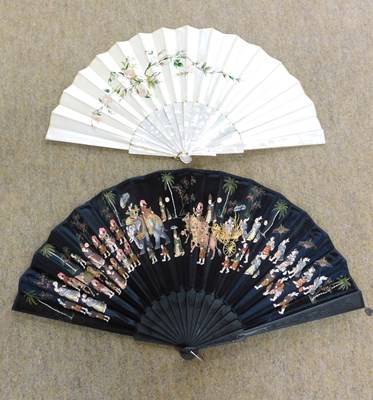 Lot 30 - Two fans: to include a mother-of-pearl handled...