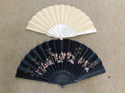 Lot 30 - Two fans: to include a mother-of-pearl handled...