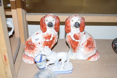 Lot 561 - PAIR OF VICTORIAN STAFFORDSHIRE SPANIELS,...