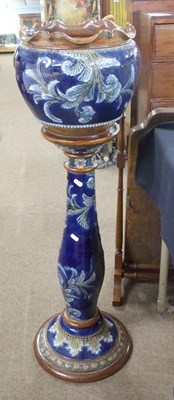 Lot 348 - Royal Doulton jardiniere and stand, the blue...