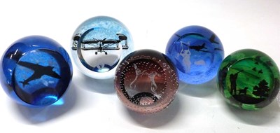 Lot 355 - Group of five paperweights, probably Caithness,...