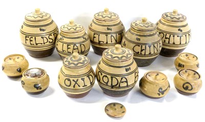 Lot 393 - Group of Studio pottery jars and covers by Ray...