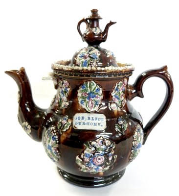 Lot 412 - Barge ware teapot and cover with typical...