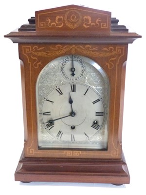 Lot 418 - Edwardian mantel clock with inlay, the...