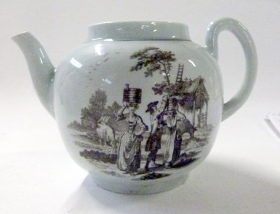 Lot 440 - 18th century Liverpool porcelain tea pot with...