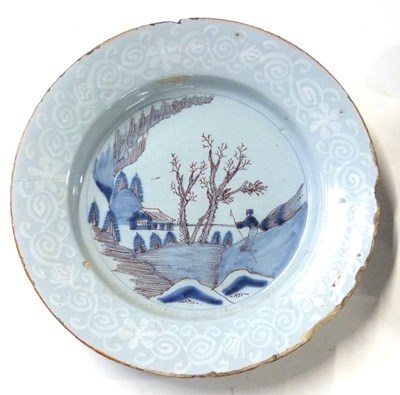 Lot 479 - Bristol Delft dish circa 1750 with a manganese...