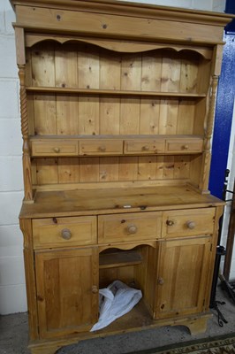 Lot 242 - 20TH CENTURY PINE DRESSER, SHELVED TOP OVER A...