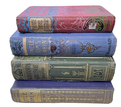 Lot 5 - Four ornate vintage clothbound children's...