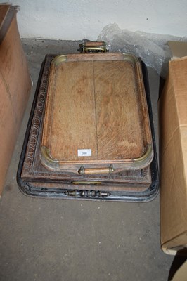 Lot 598 - GROUP OF THREE WOODEN KITCHEN TRAYS