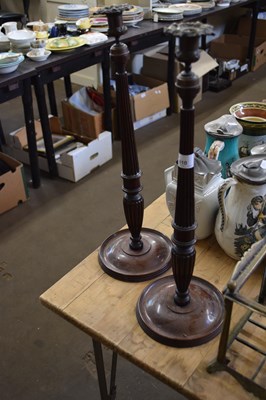 Lot 610 - PAIR OF WOODEN REGENCY STYLE CANDLESTICKS