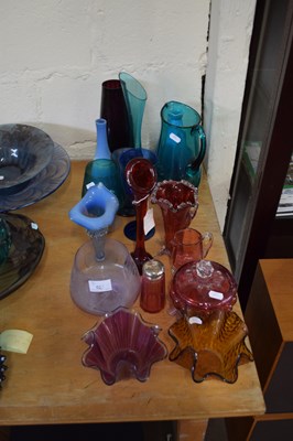 Lot 621 - GROUP OF GLASS WARES, HANDKERCHIEF VASES,...