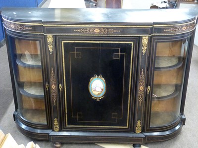 Lot 515 - Victorian ebonised and brass mounted credenza...