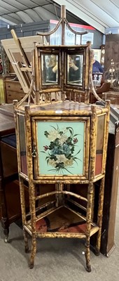 Lot 533 - Victorian bamboo framed corner cabinet, the...