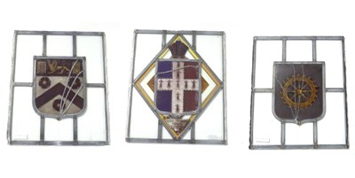 Lot 536 - Group of three antique lead glass panels...