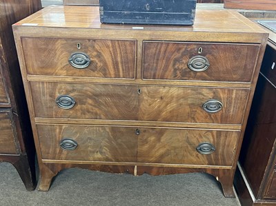 Lot 538 - Small late Georgian mahogany chest of two...