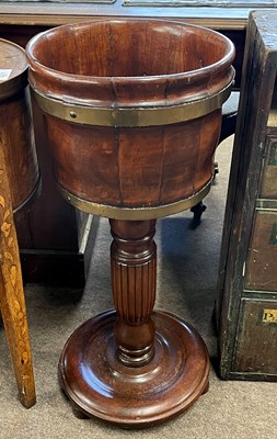 Lot 550 - Brass bound hardwood jardiniere stand or wine...