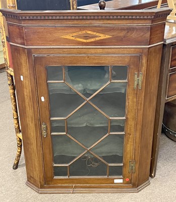 Lot 553 - 19th century mahogany and inlaid wall mounted...