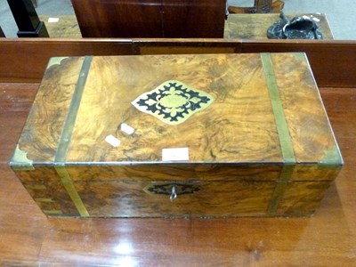 Lot 562 - 19th century walnut veneered and brass bound...