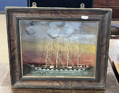 Lot 580 - 19th century diorama of a four masted ship on...