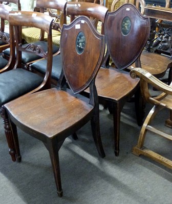 Lot 592 - Pair of late Georgian mahogany shield back...