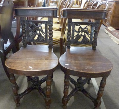 Lot 593 - Pair of late 19th century Central European oak...