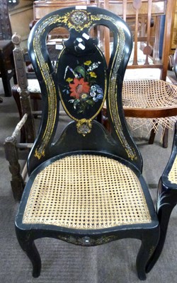 Lot 601 - Victorian black lacquer mother of pearl inlaid...