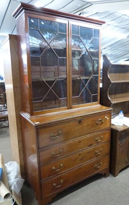 Lot 635 - Georgian mahogany secretaire bookcase cabinet,...