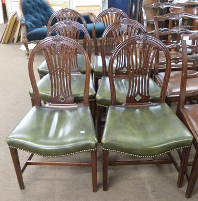 Lot 640 - Set of six 19th century mahogany framed dining...