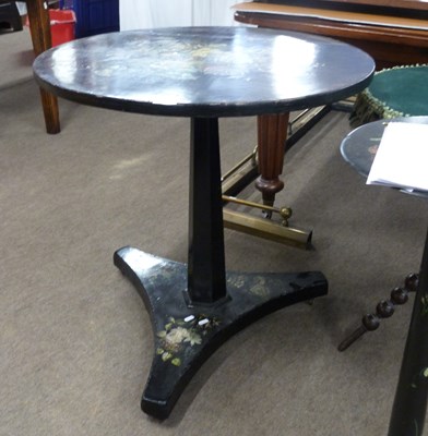 Lot 646 - Victorian black lacquer centre table with...