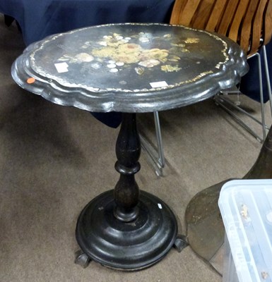 Lot 649 - Victorian black lacquered occasional table,...